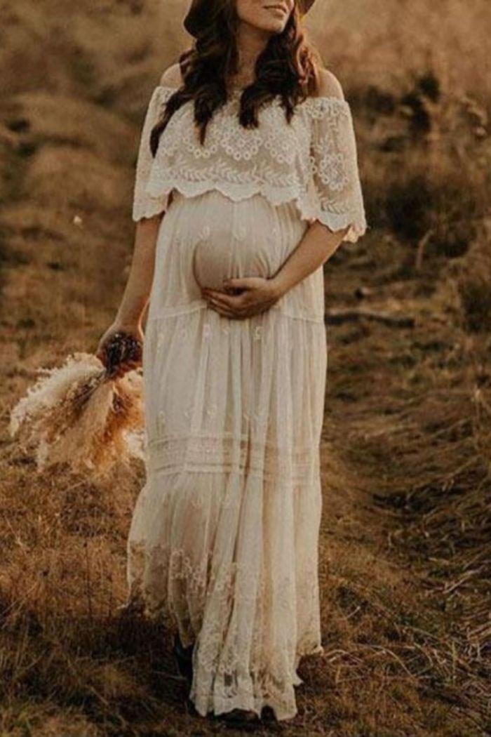 Robe de grossesse pour shooting photo Robe de grossesse rouge Robe de  grossesse longue avec manches -  France
